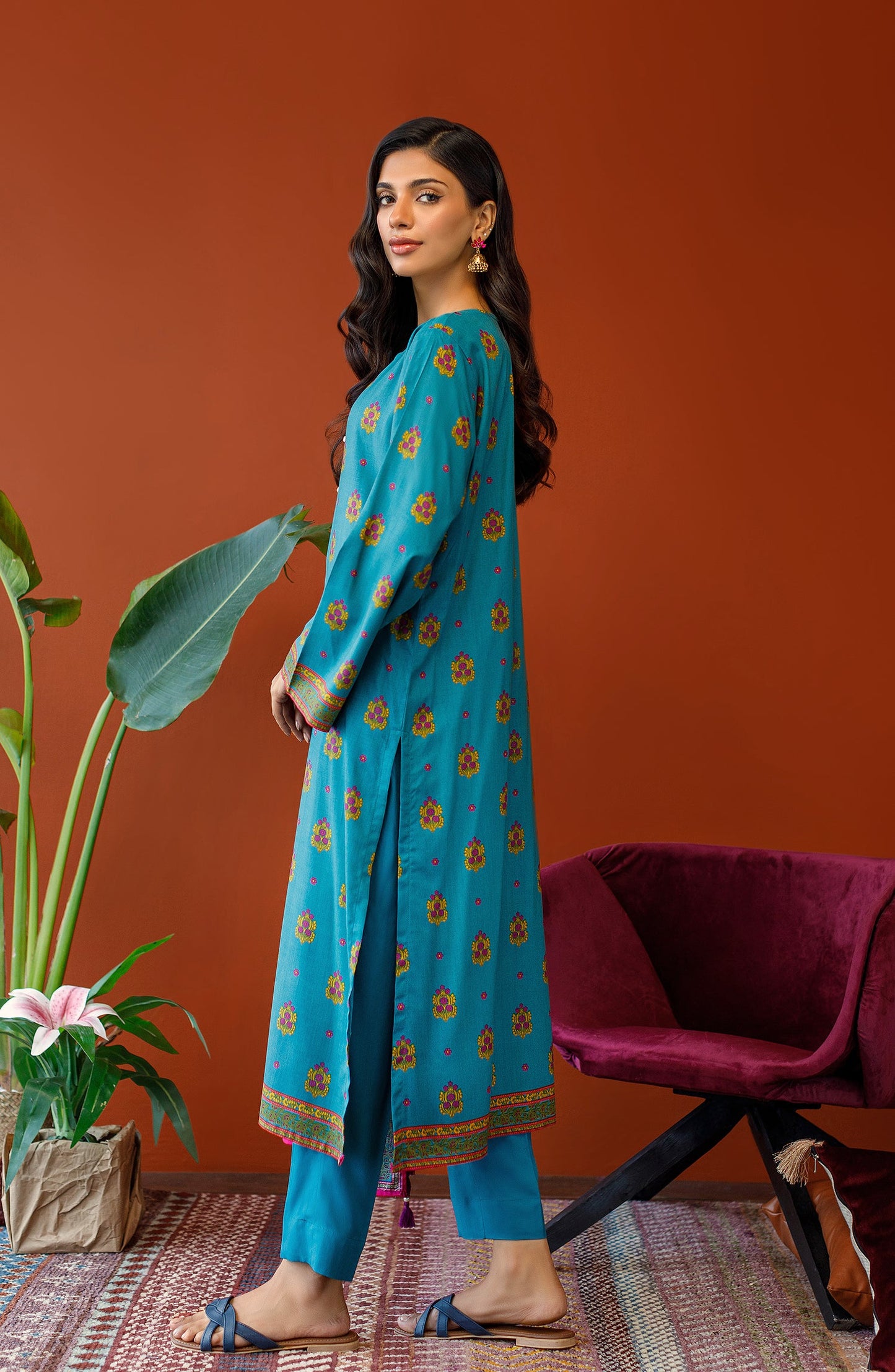 Orient - Unstitched 3 Piece Printed Linen Shirt , Linen Pant and Linen Dupatta