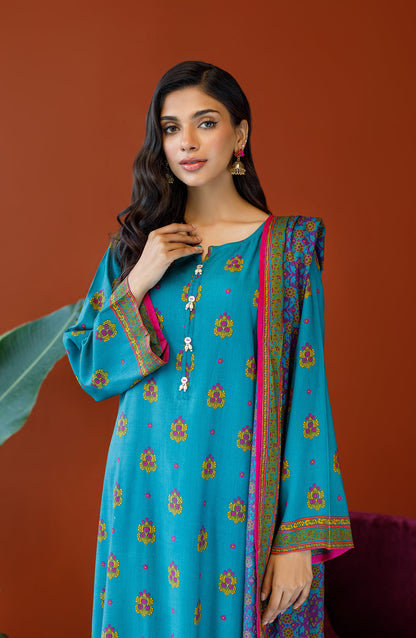 Orient - Unstitched 3 Piece Printed Linen Shirt , Linen Pant and Linen Dupatta