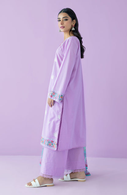Orient - Unstitched 3 Piece Embroidered Lawn Shirt , Cambric Pant and Silk Dupatta