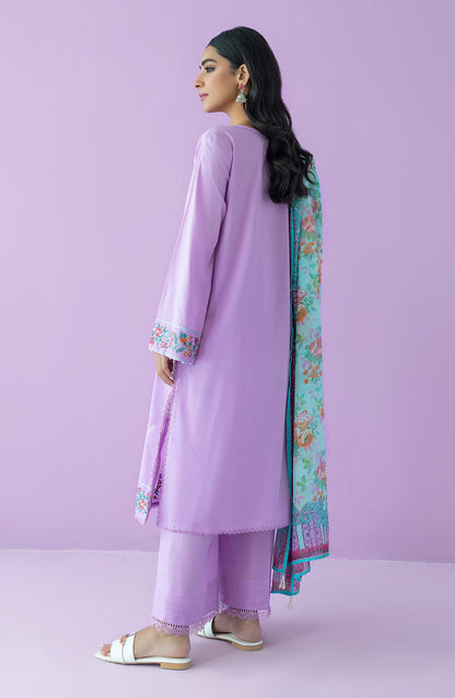Orient - Unstitched 3 Piece Embroidered Lawn Shirt , Cambric Pant and Silk Dupatta