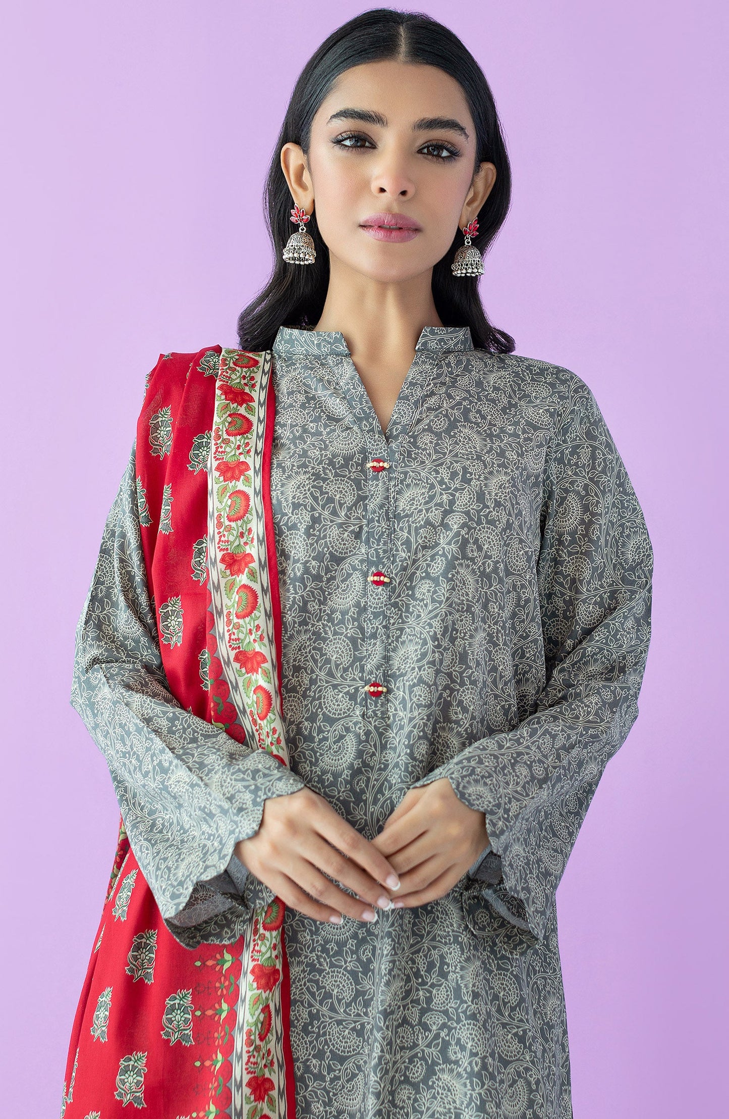 Orient - Unstitched 3 Piece Printed Lawn Shirt , Lawn Pant and Lawn Dupatta