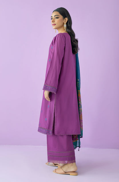 Orient - Unstitched 3 Piece Embroidered Lawn Shirt , Cambric Pant and Chiffon Dupatta