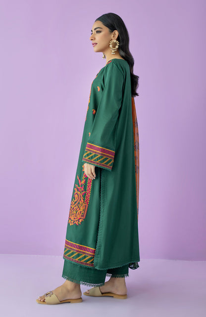 Orient - Unstitched 3 Piece Embroidered Lawn Shirt , Cambric Pant and chiffon Dupatta