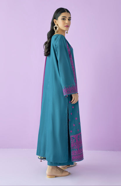 Orient - Unstitched 3 Piece Embroidered Lawn Shirt , Cambric Pant and Chiffon Dupatta