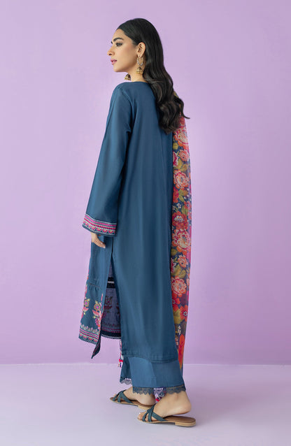 Orient - Unstitched 3 Piece Embroidered Lawn Shirt , Cambric Pant and Chiffon Dupatta
