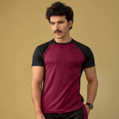Decuir - Expressive Victory Activewear T-shirt (Burgundy & Black)