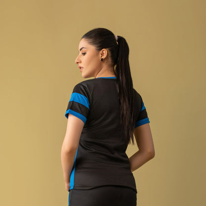 Decuir - Majestic Moves Activewear T-shirt (Royal Blue And Black)