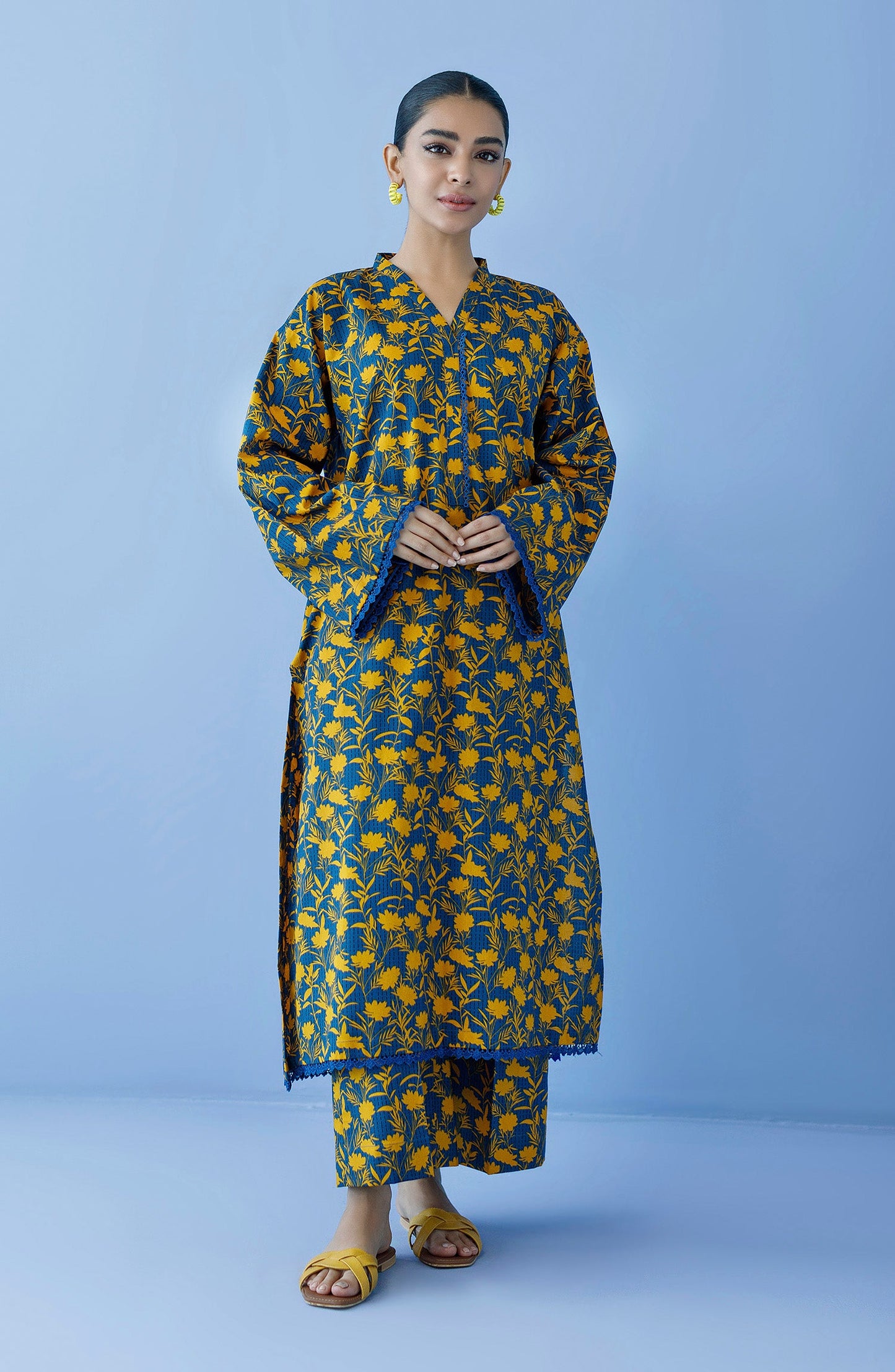 Orient - Unstitched 2 Piece Printed Cambric Shirt and Cambric Pant