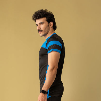 Decuir - Majestic Moves Activewear T-shirt (Royal Blue & Black)