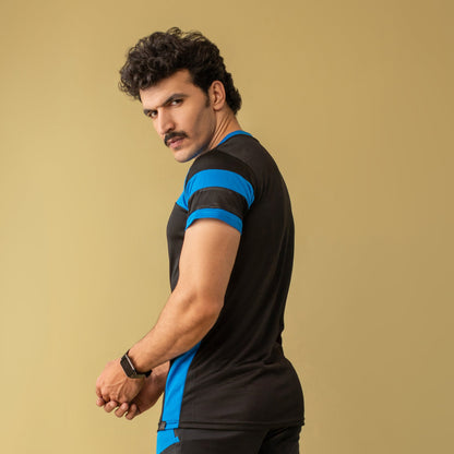 Decuir - Majestic Moves Activewear T-shirt (Royal Blue & Black)