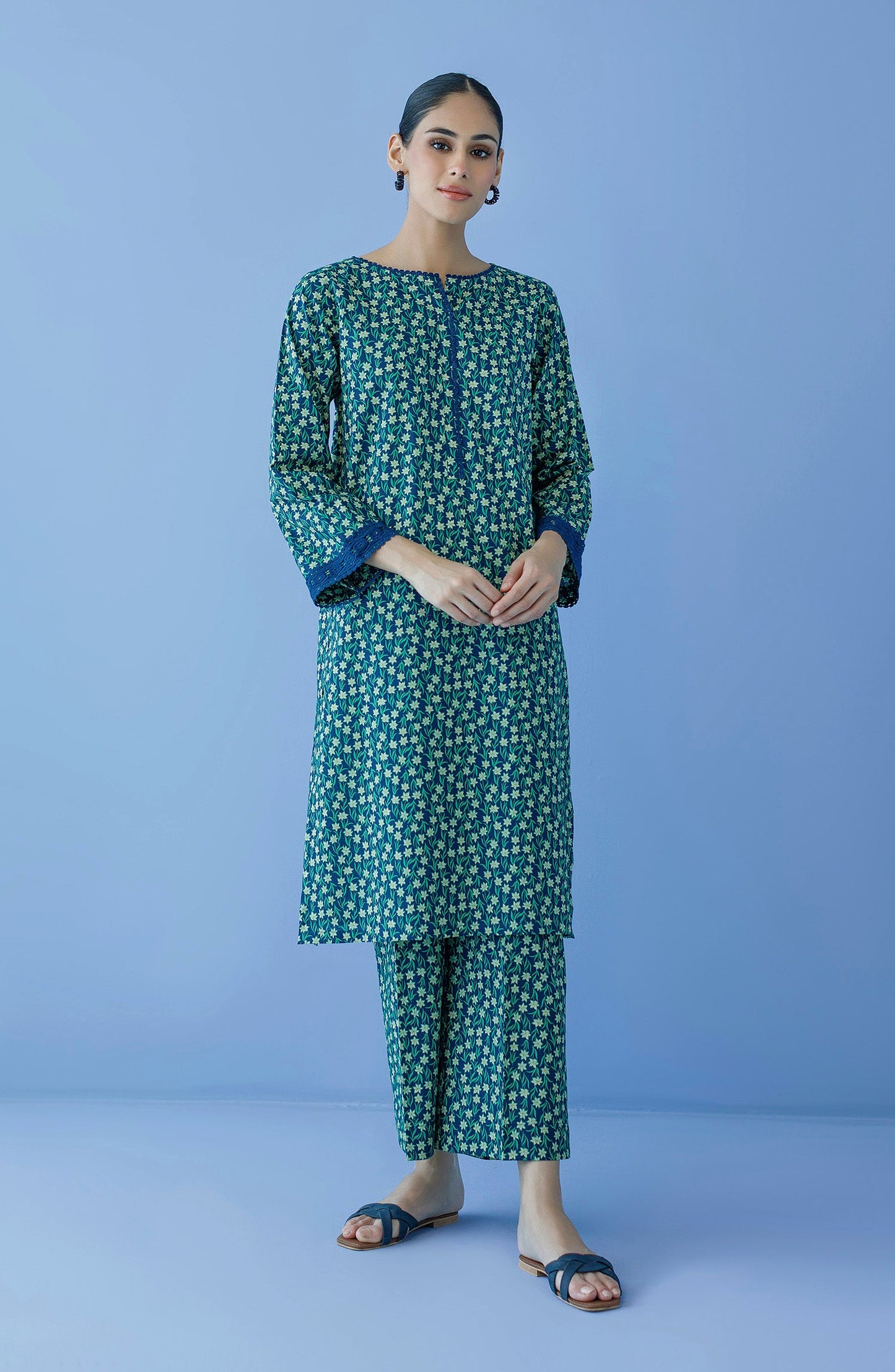 Orient - Unstitched 2 Piece Printed Cambric Shirt and Cambric Pant