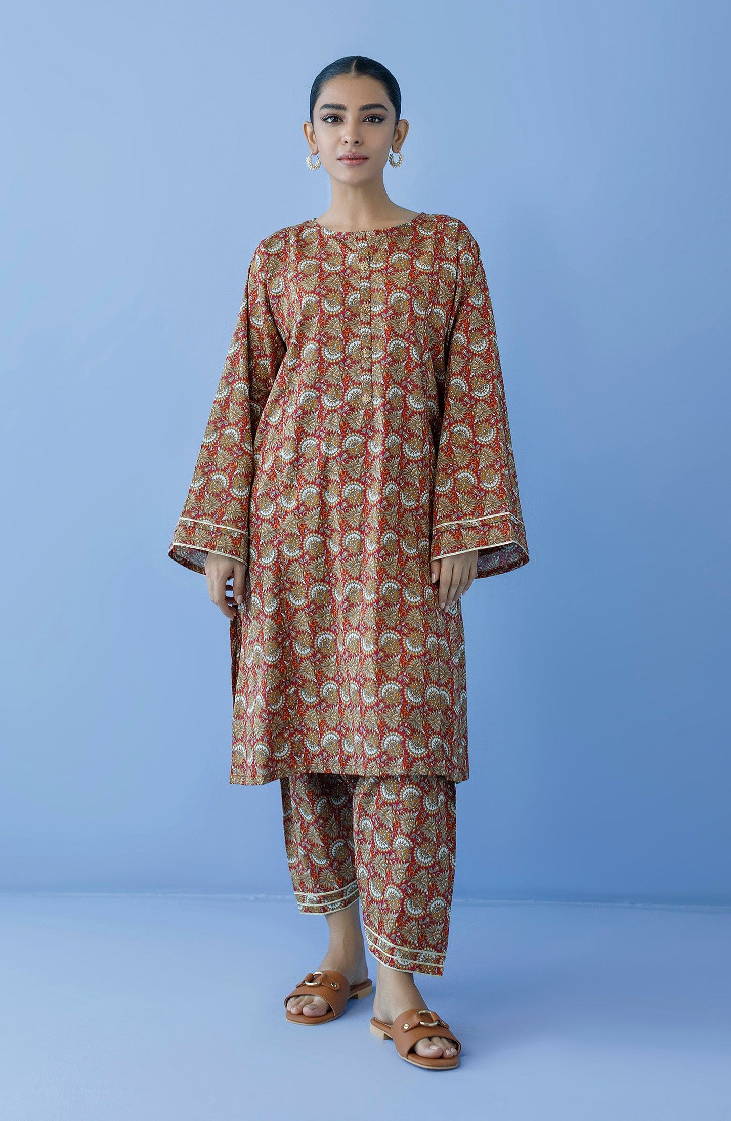 Orient - Unstitched 2 Piece Printed Cambric Shirt and Cambric Pant