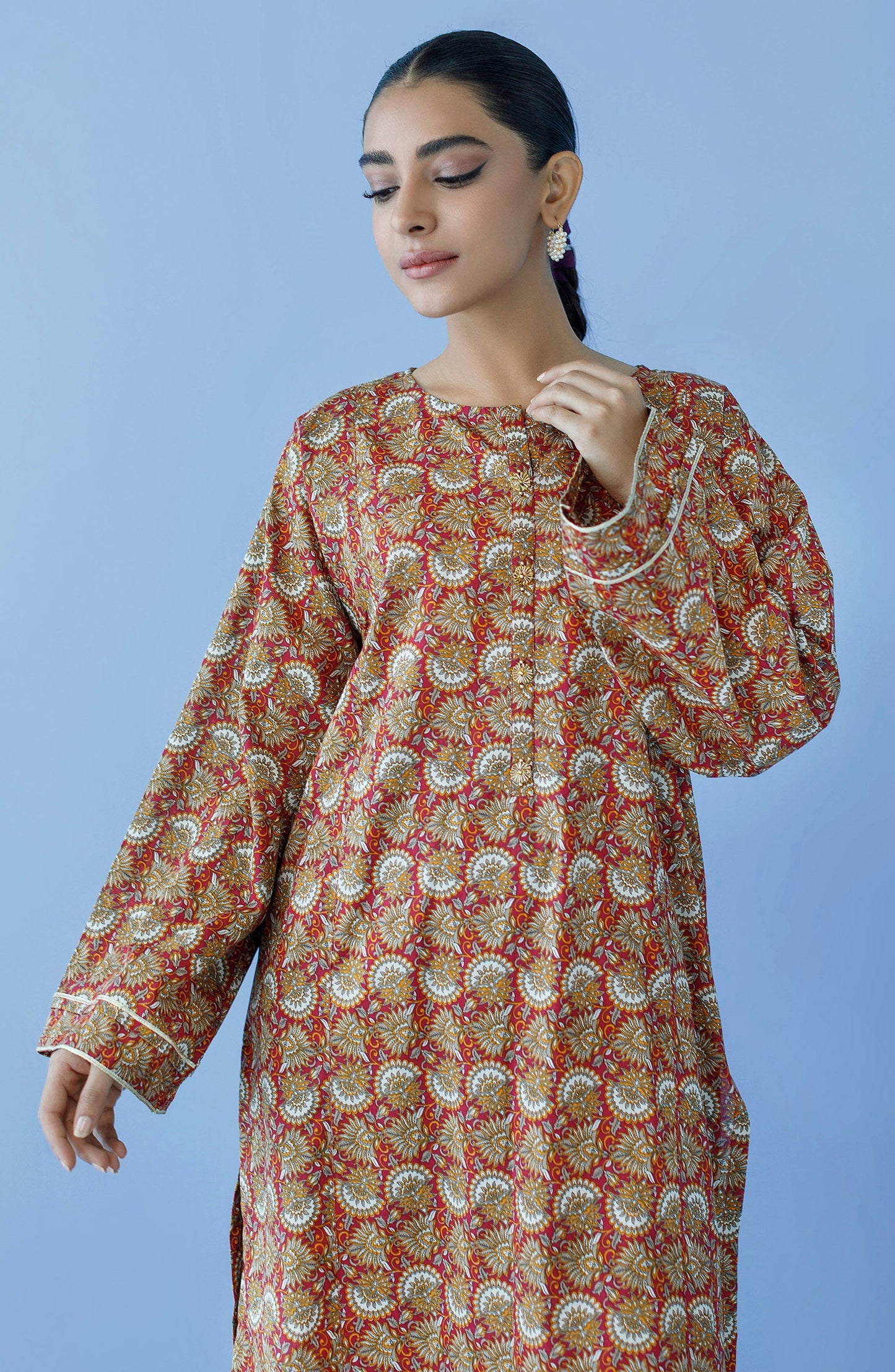 Orient - Unstitched 2 Piece Printed Cambric Shirt and Cambric Pant