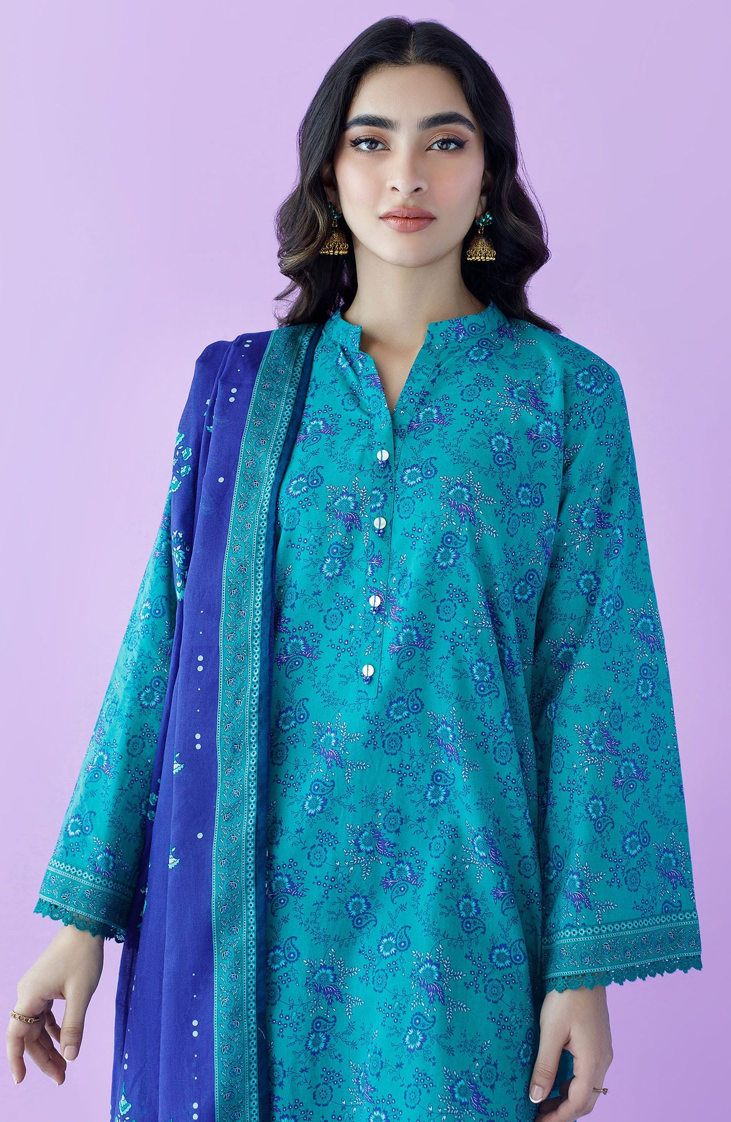 Orient - Unstitched 3 Piece Printed Lawn Shirt , Cambric Pant and Lawn Dupatta
