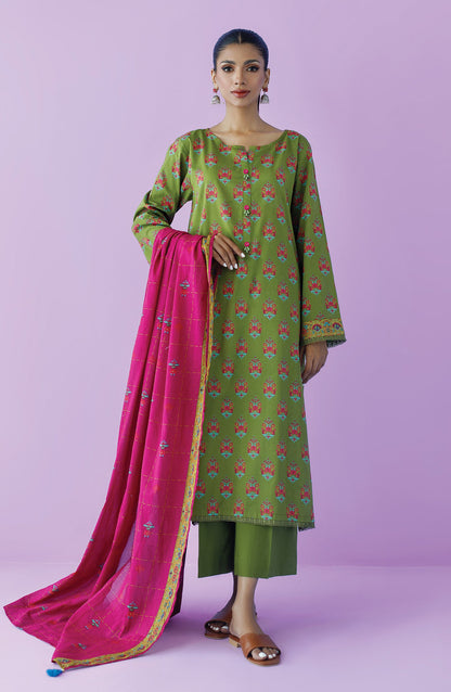 Orient - Unstitched 3 Piece Printed Lawn Shirt , Cambric Pant and Lawn Dupatta