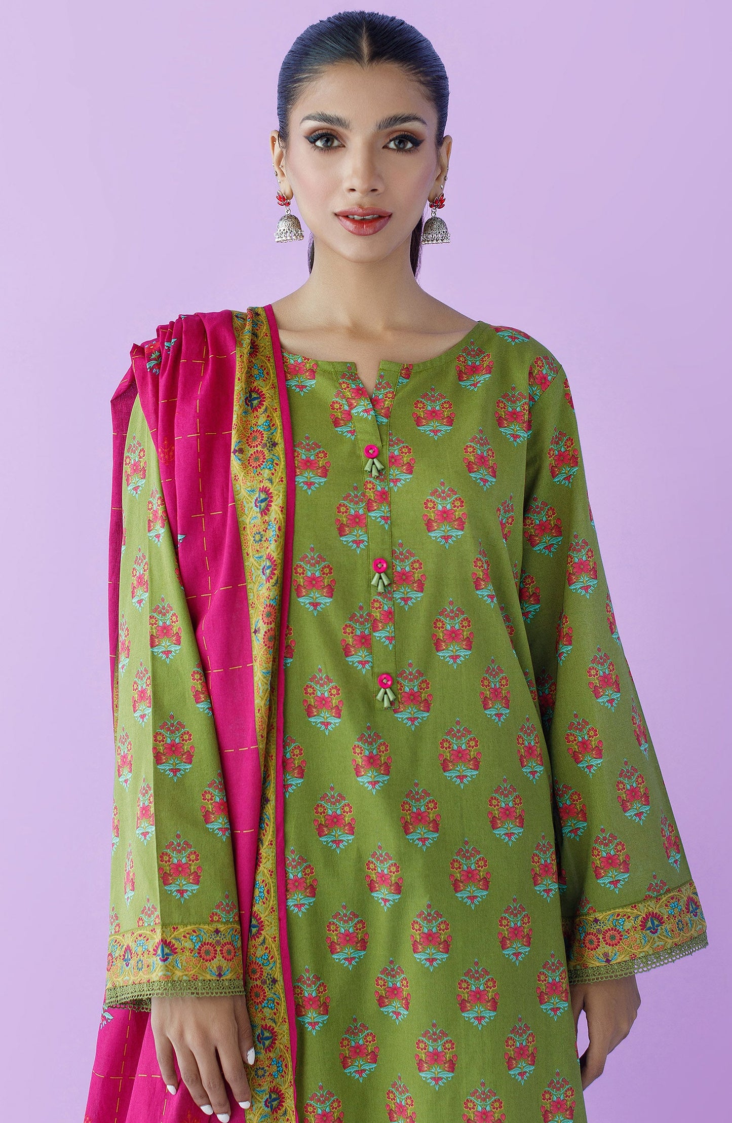 Orient - Unstitched 3 Piece Printed Lawn Shirt , Cambric Pant and Lawn Dupatta