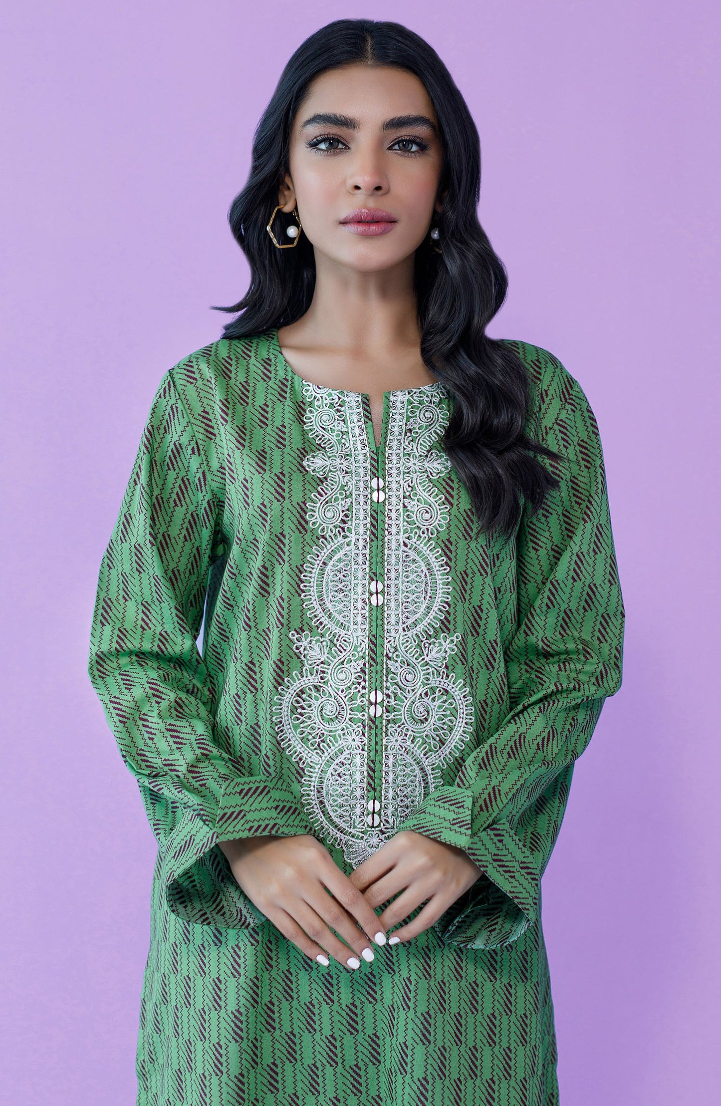 Orient - Stitched 2 Piece Embroidered Cambric Shirt and Cambric Pant