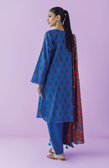 Orient - Unstitched 3 Piece Printed Lawn Shirt , Cambric Pant and Lawn Dupatta
