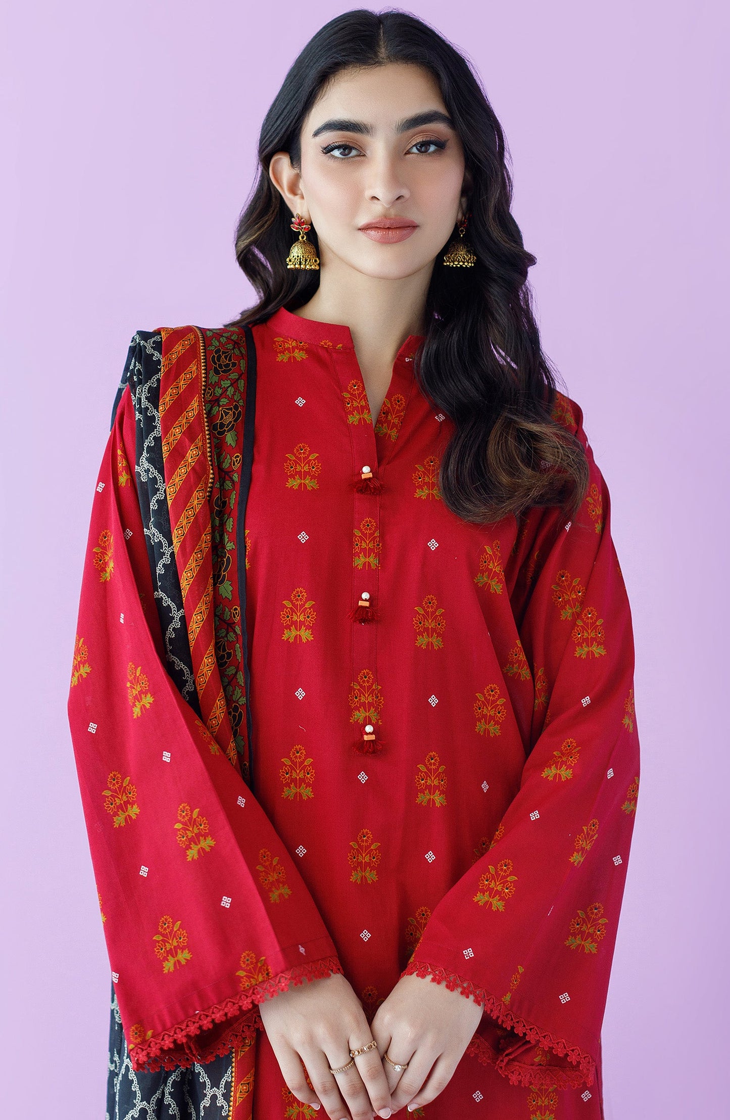 Orient - Unstitched 3 Piece Printed Lawn Shirt , Cambric Pant and Lawn Dupatta
