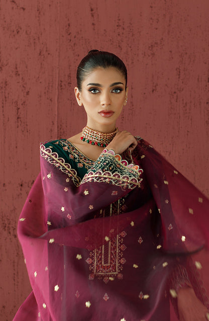 Orient - Stitched 3 Piece Embroidered Cotton Silk Shirt , Cotton Silk Pant and Organza Dupatta