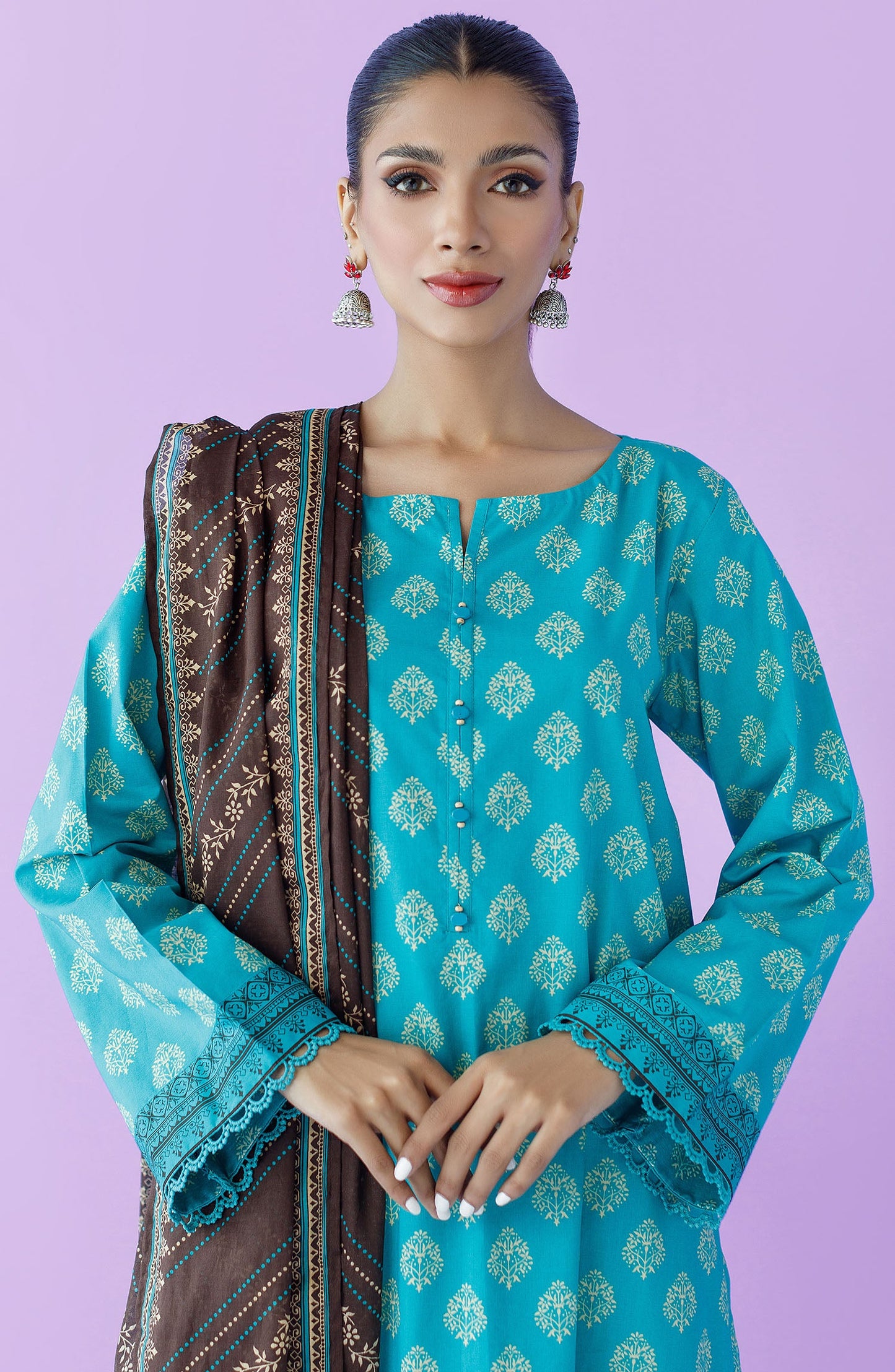 Orient - Unstitched 3 Piece Printed Lawn Shirt , Lawn Pant and Lawn Dupatta