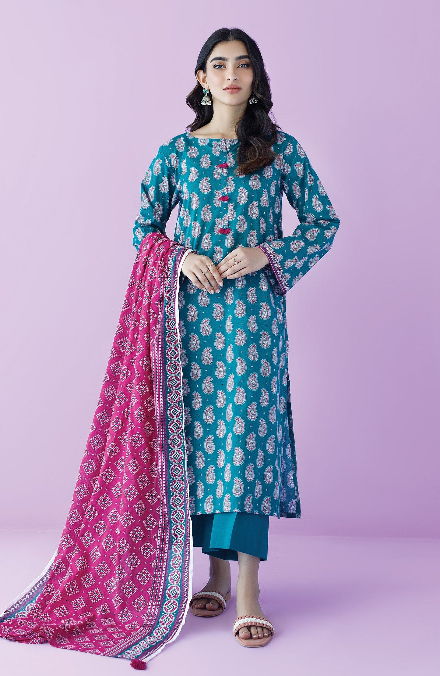 Orient - Unstitched 3 Piece Printed Lawn Shirt , Cambric Pant and Lawn Dupatta