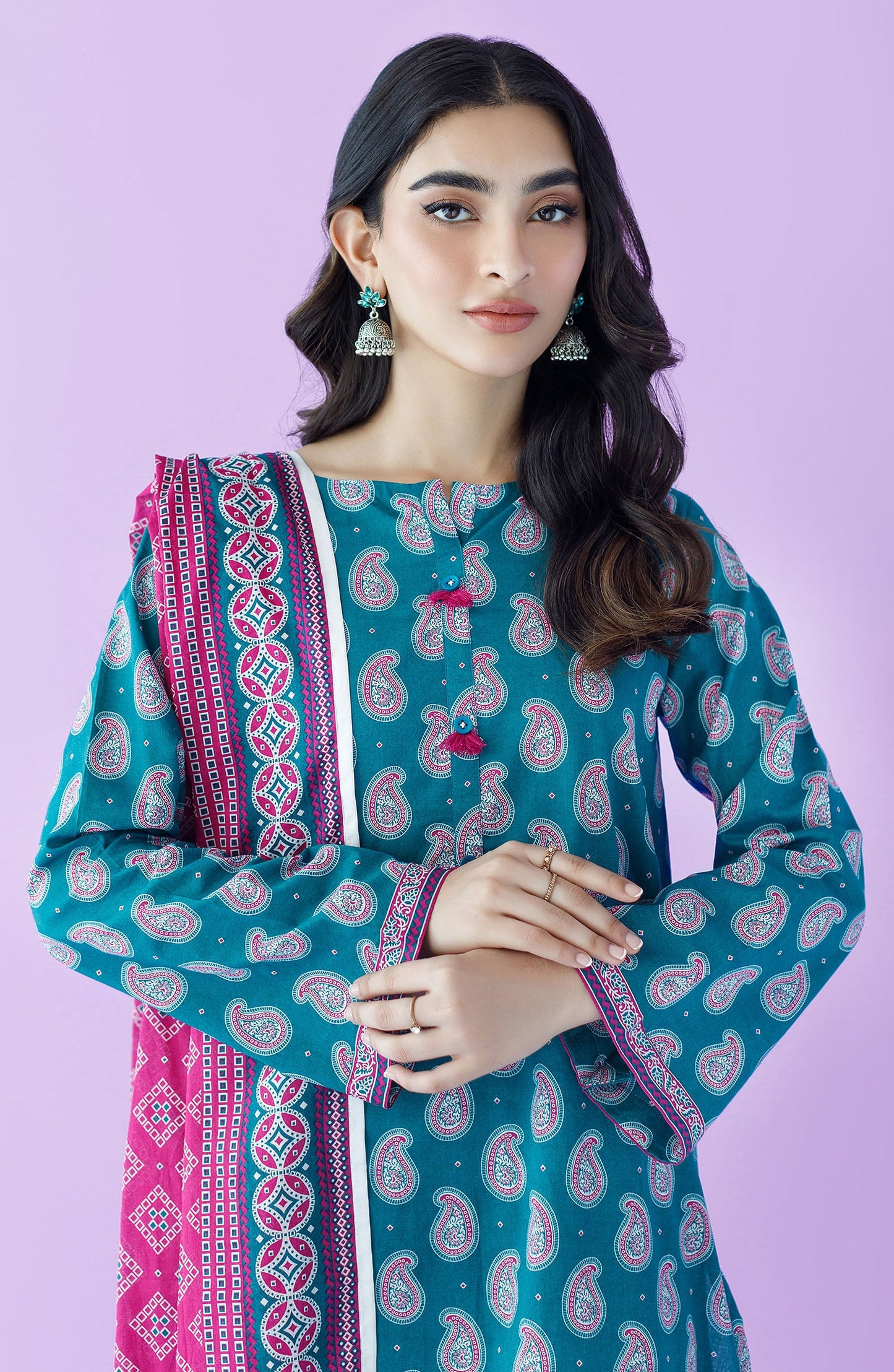 Orient - Unstitched 3 Piece Printed Lawn Shirt , Cambric Pant and Lawn Dupatta