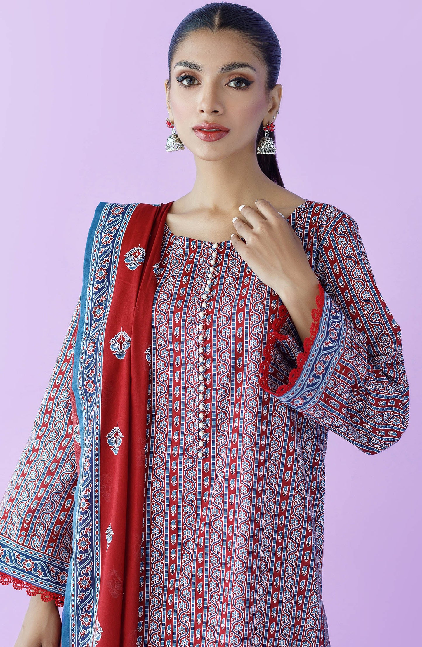 Orient - Unstitched 3 Piece Printed Lawn Shirt , Cambric Pant and Lawn Dupatta