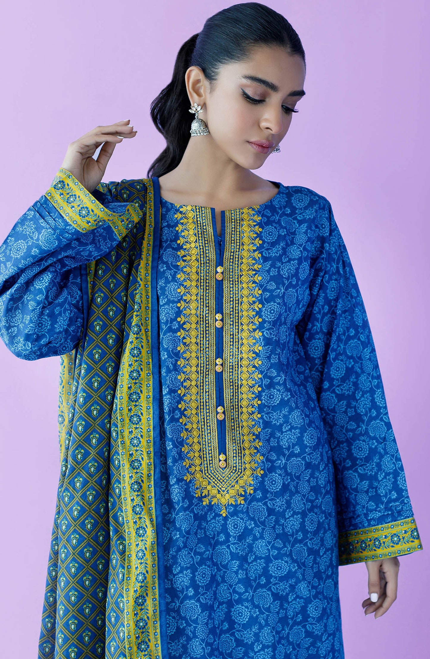 Orient - Stitched 2 Piece Embroidered Lawn Shirt and Lawn Dupatta
