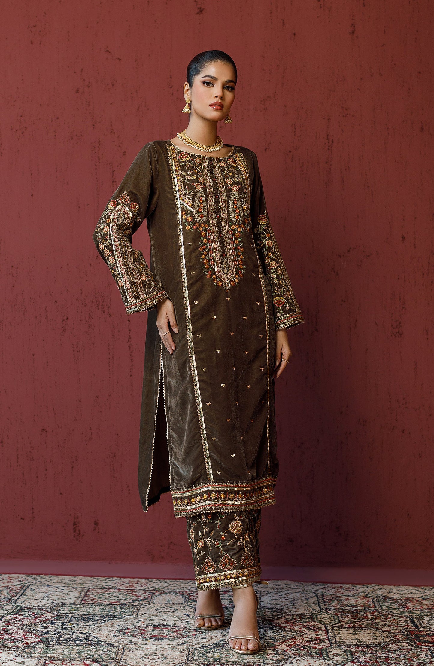 Orient - Stitched 2 Piece Embroidered Velvet Shirt and Velvet Pant