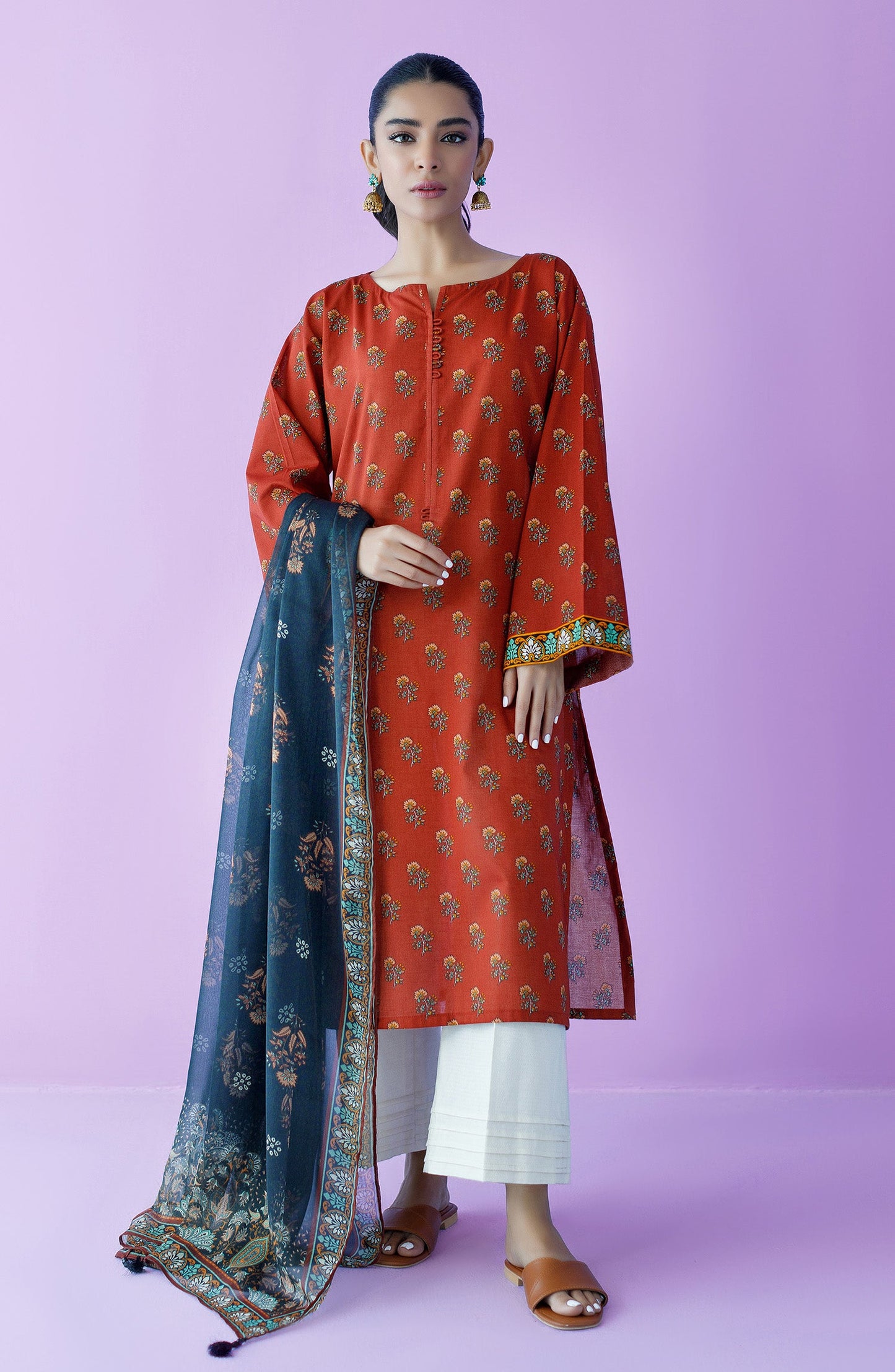Orient - Unstitched 2 Piece Printed Lawn Shirt and Chiffon Dupatta