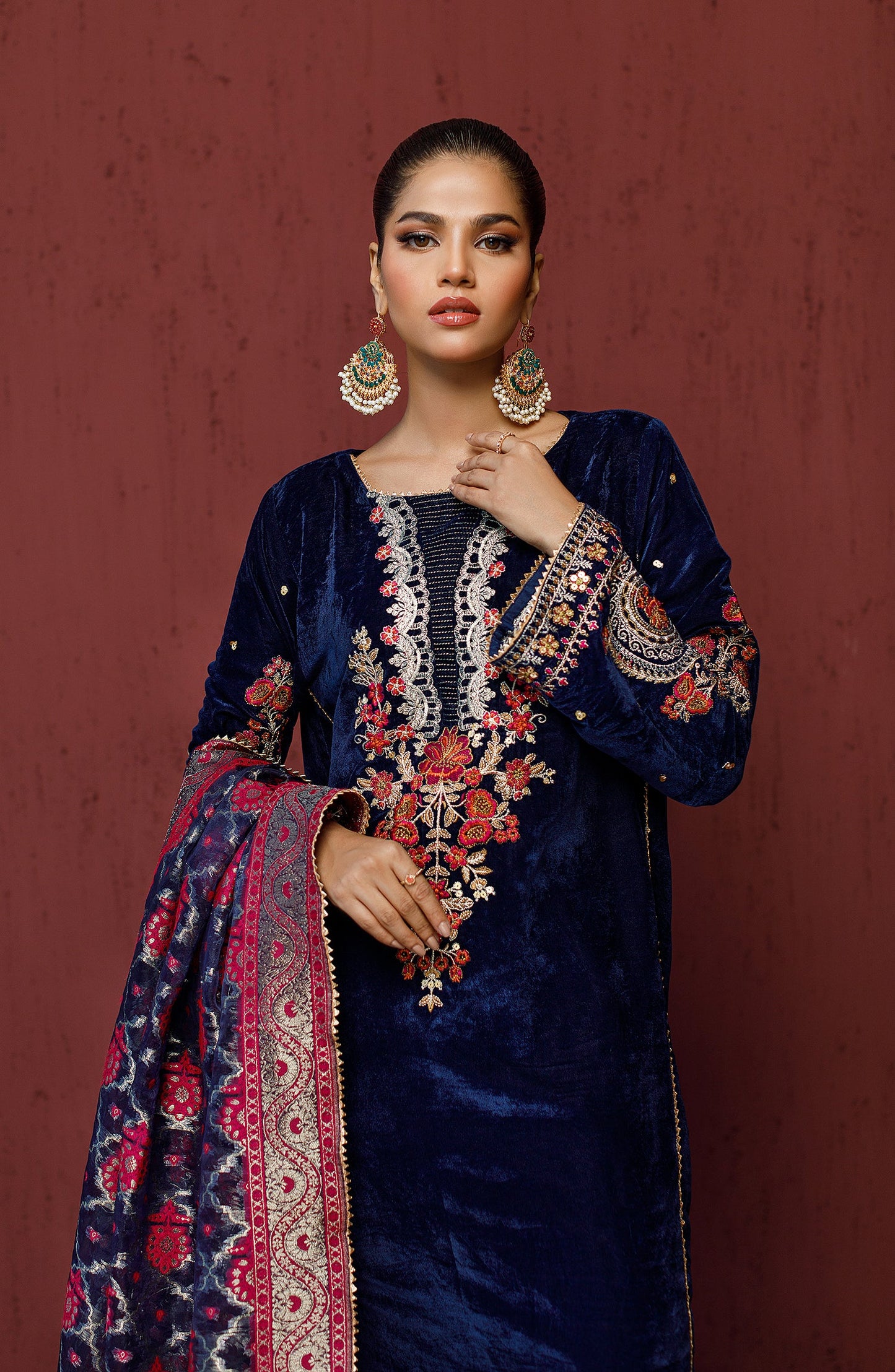 Orient - Stitched 2 Piece Embroidered Velvet Shirt and Velvet Pant
