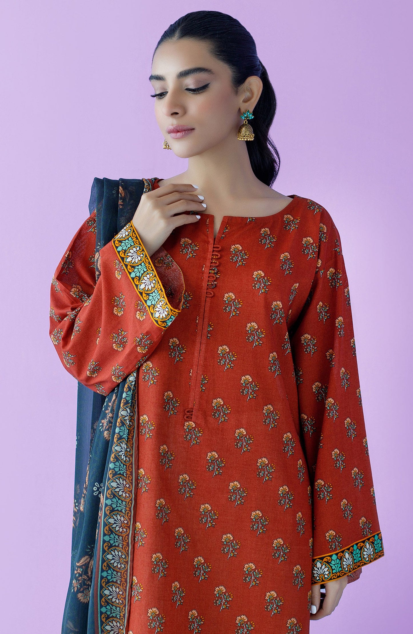Orient - Unstitched 2 Piece Printed Lawn Shirt and Chiffon Dupatta
