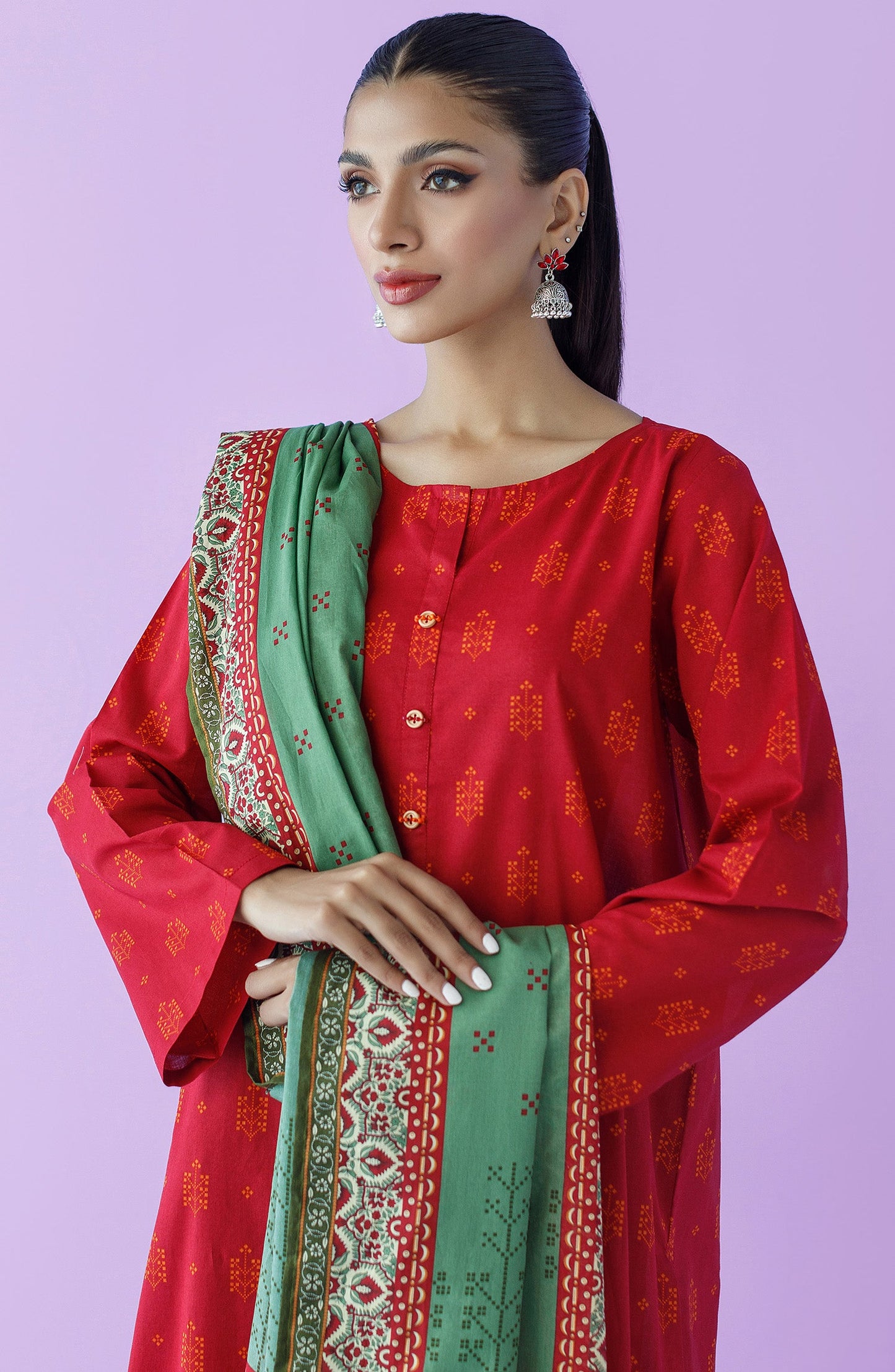 Orient - Unstitched 3 Piece Printed Lawn Shirt , Cambric Pant and Lawn Dupatta