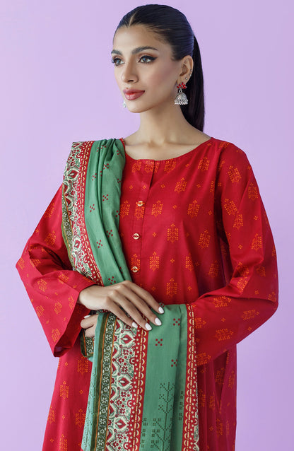 Orient - Unstitched 3 Piece Printed Lawn Shirt , Cambric Pant and Lawn Dupatta