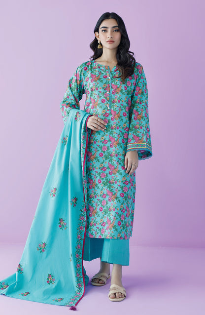 Orient - Unstitched 3 Piece Printed Lawn Shirt , Cambric Pant and Lawn Dupatta