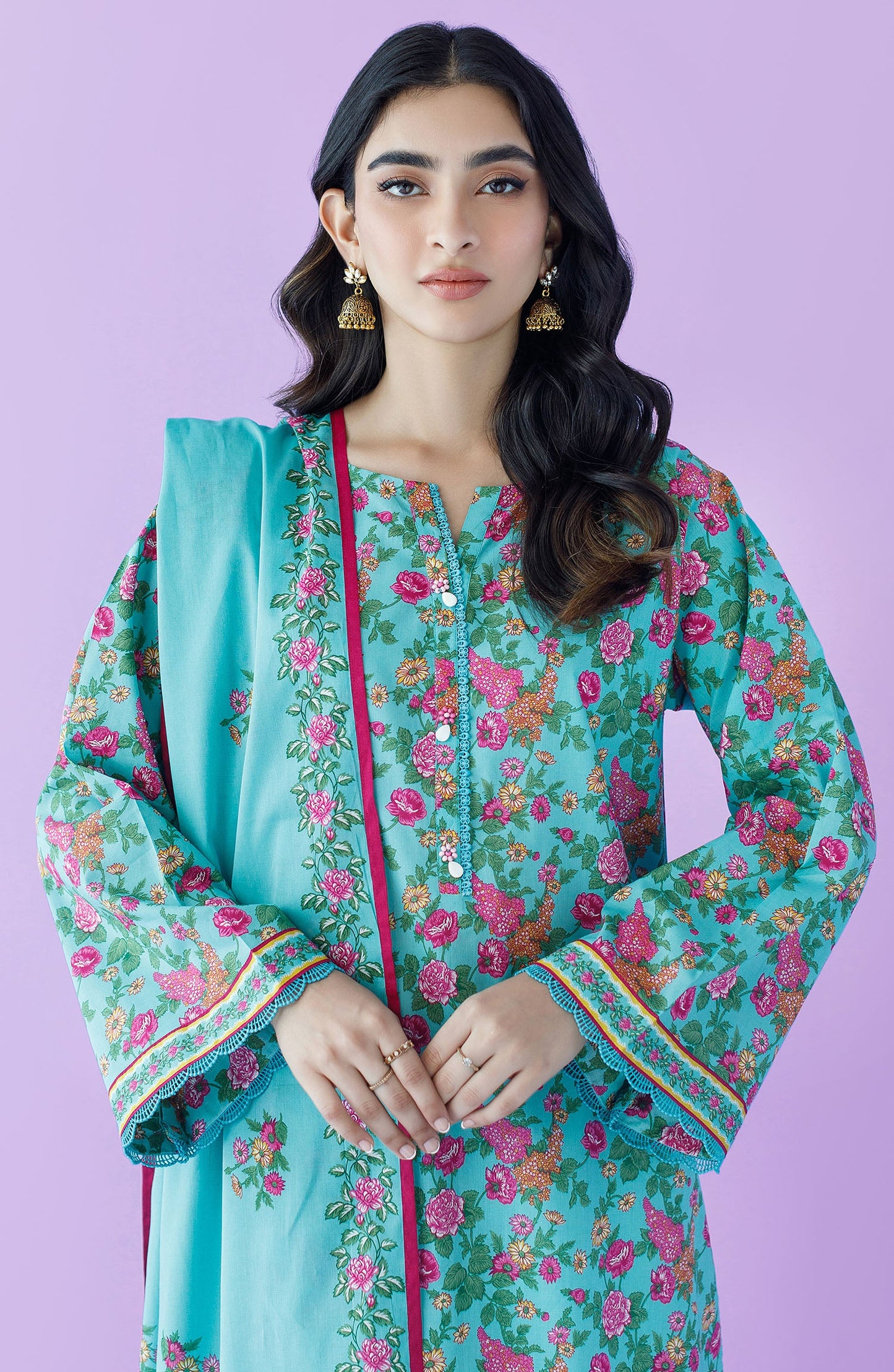 Orient - Unstitched 3 Piece Printed Lawn Shirt , Cambric Pant and Lawn Dupatta