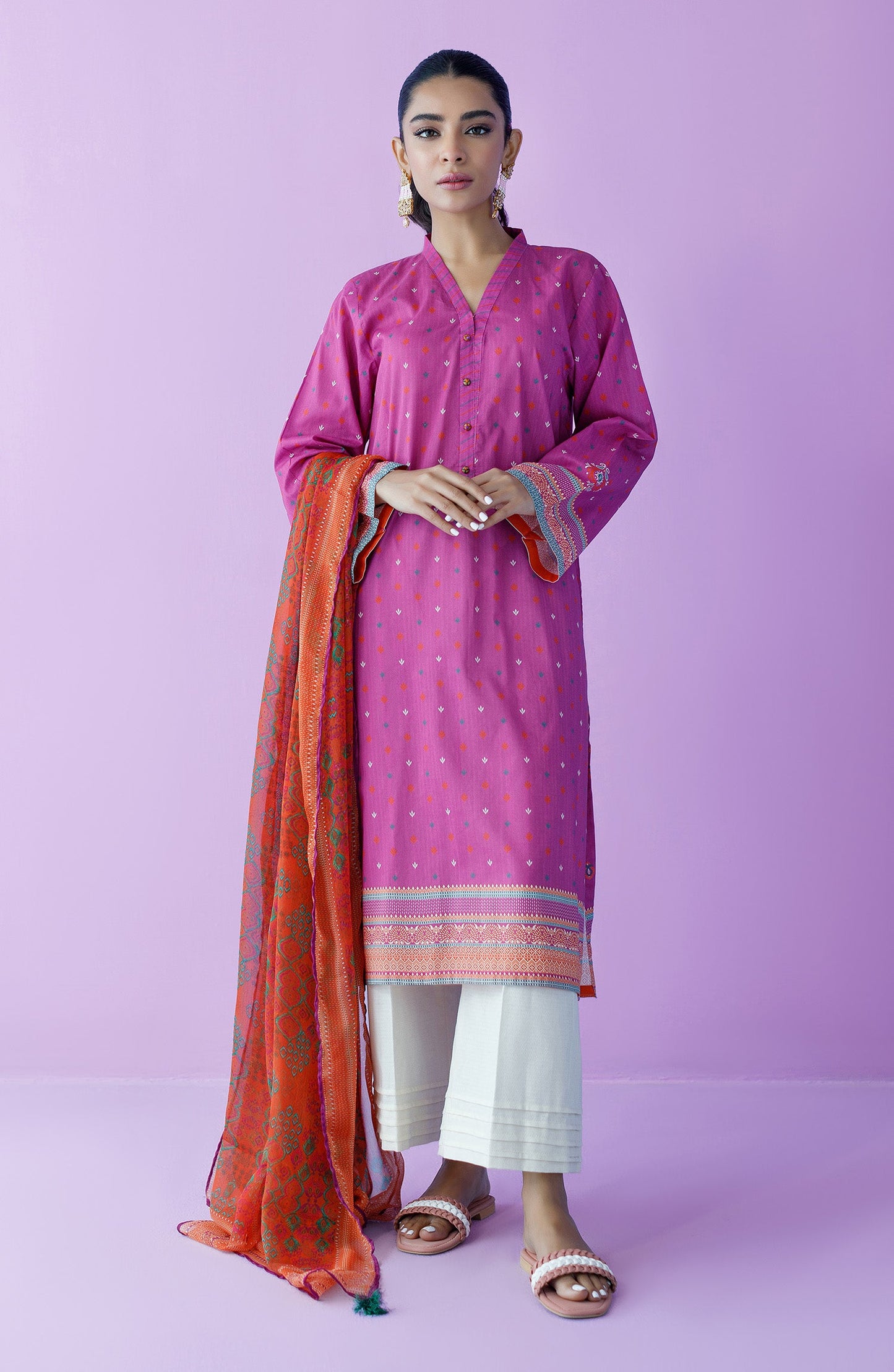 Orient - Unstitched 2 Piece Printed Lawn Shirt and Chiffon Dupatta