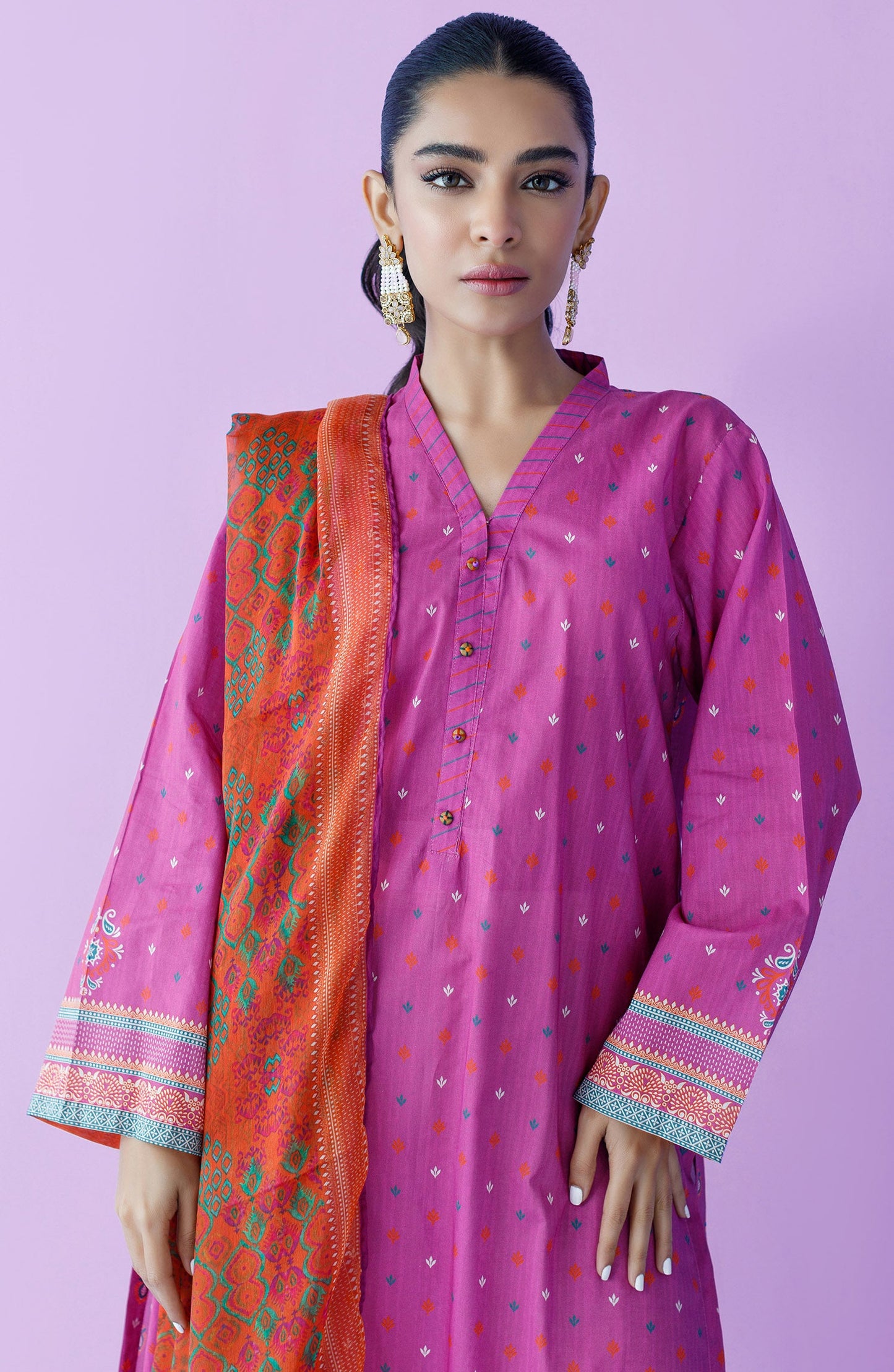 Orient - Unstitched 2 Piece Printed Lawn Shirt and Chiffon Dupatta