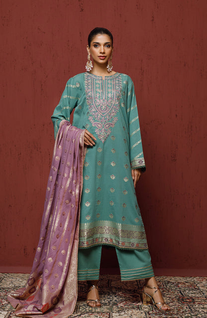 Orient - Stitched 3 Piece Embroidered Jacquard Shirt , Cambric Pant and JACQUARD Dupatta