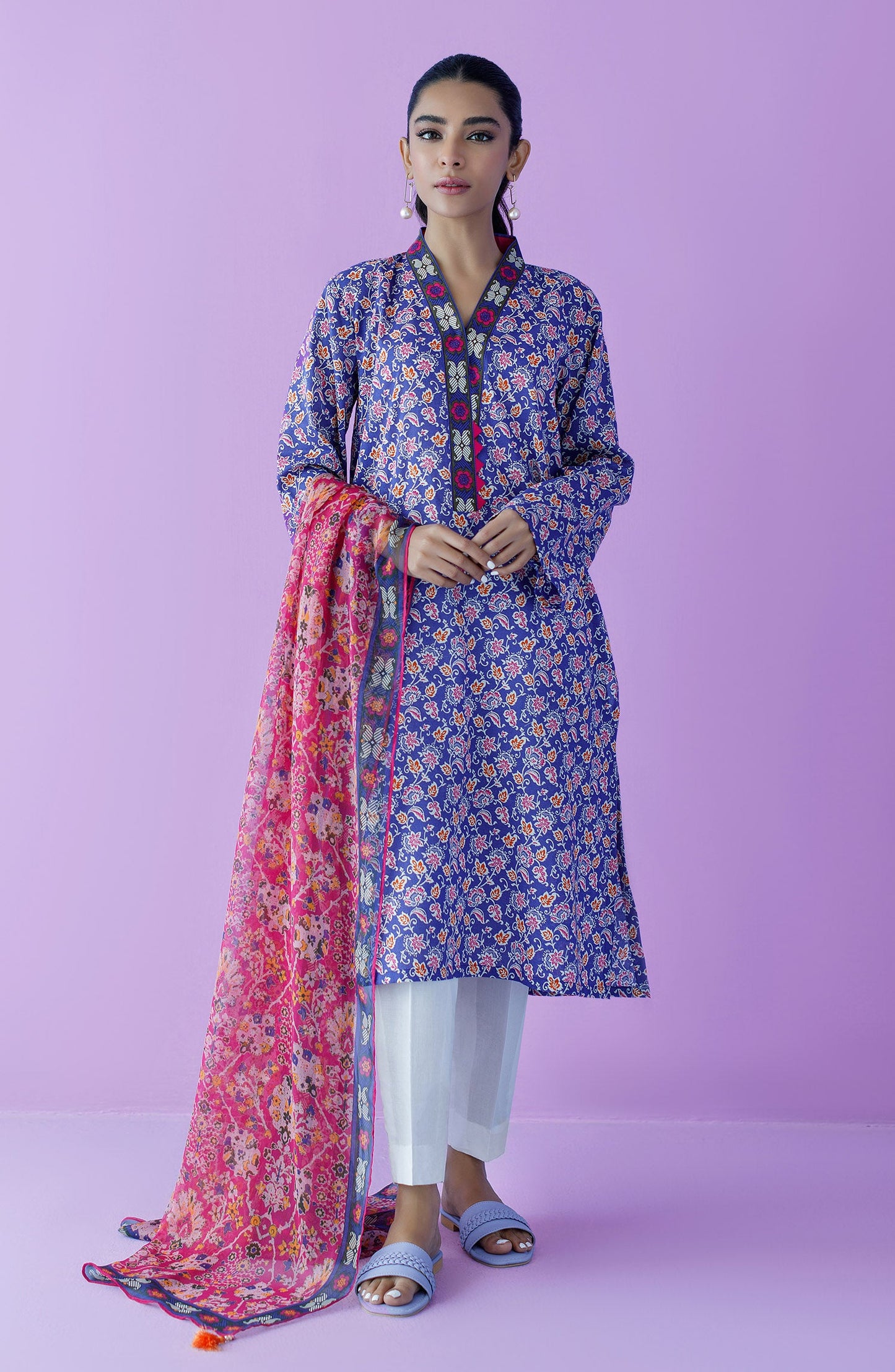 Orient - Unstitched 2 Piece Printed Lawn Shirt and Chiffon Dupatta
