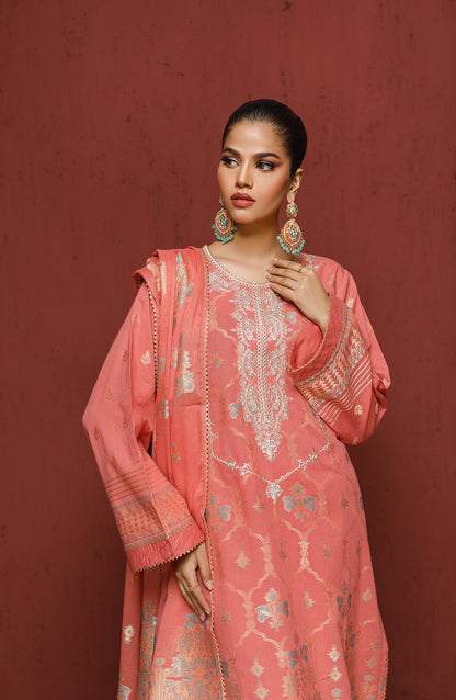 Orient - Stitched 3 Piece Embroidered Jacquard Shirt , Cambric Pant and JACQUARD Dupatta