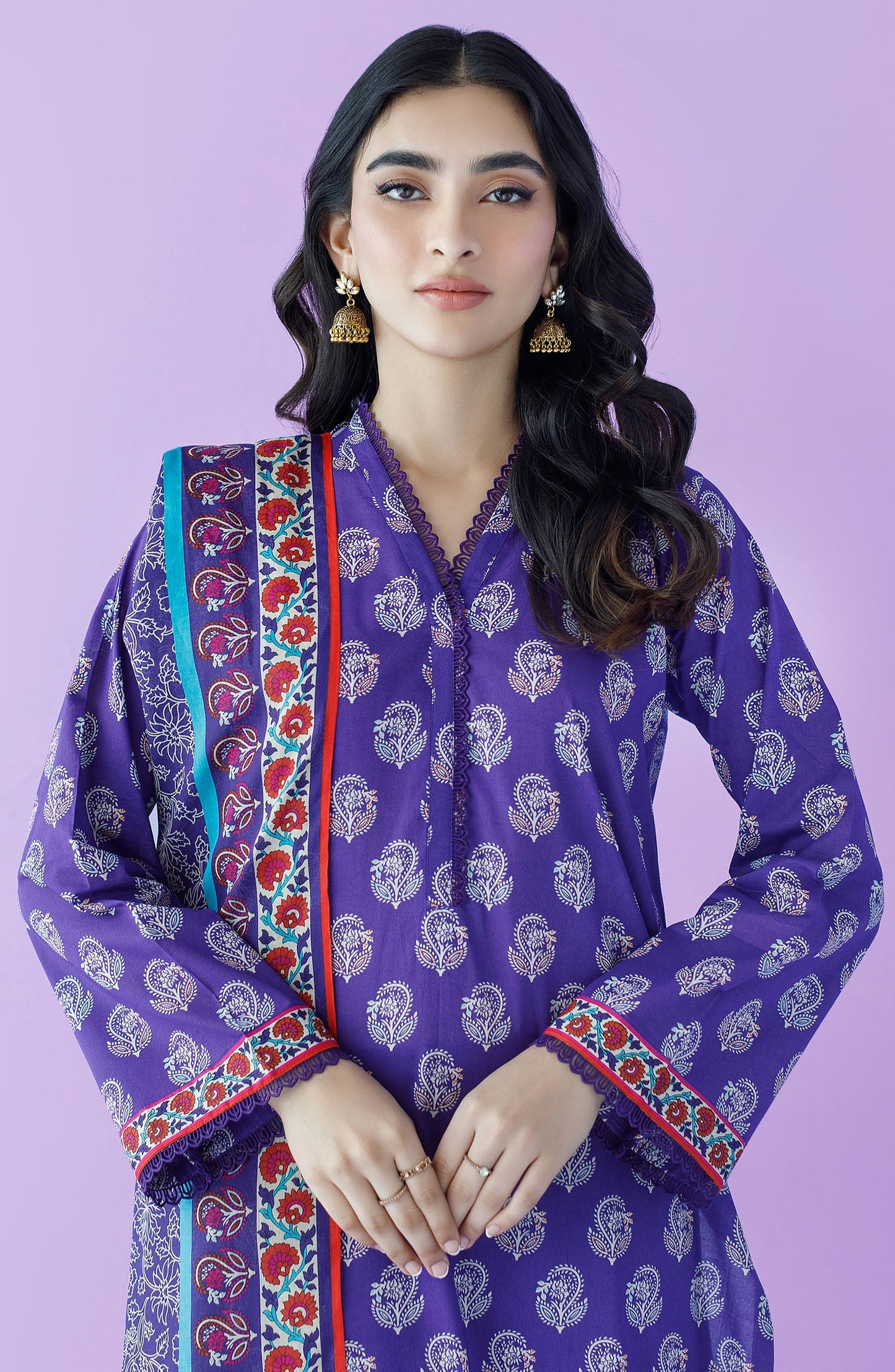 Orient - Unstitched 3 Piece Printed Lawn Shirt , Cambric Pant and Lawn Dupatta