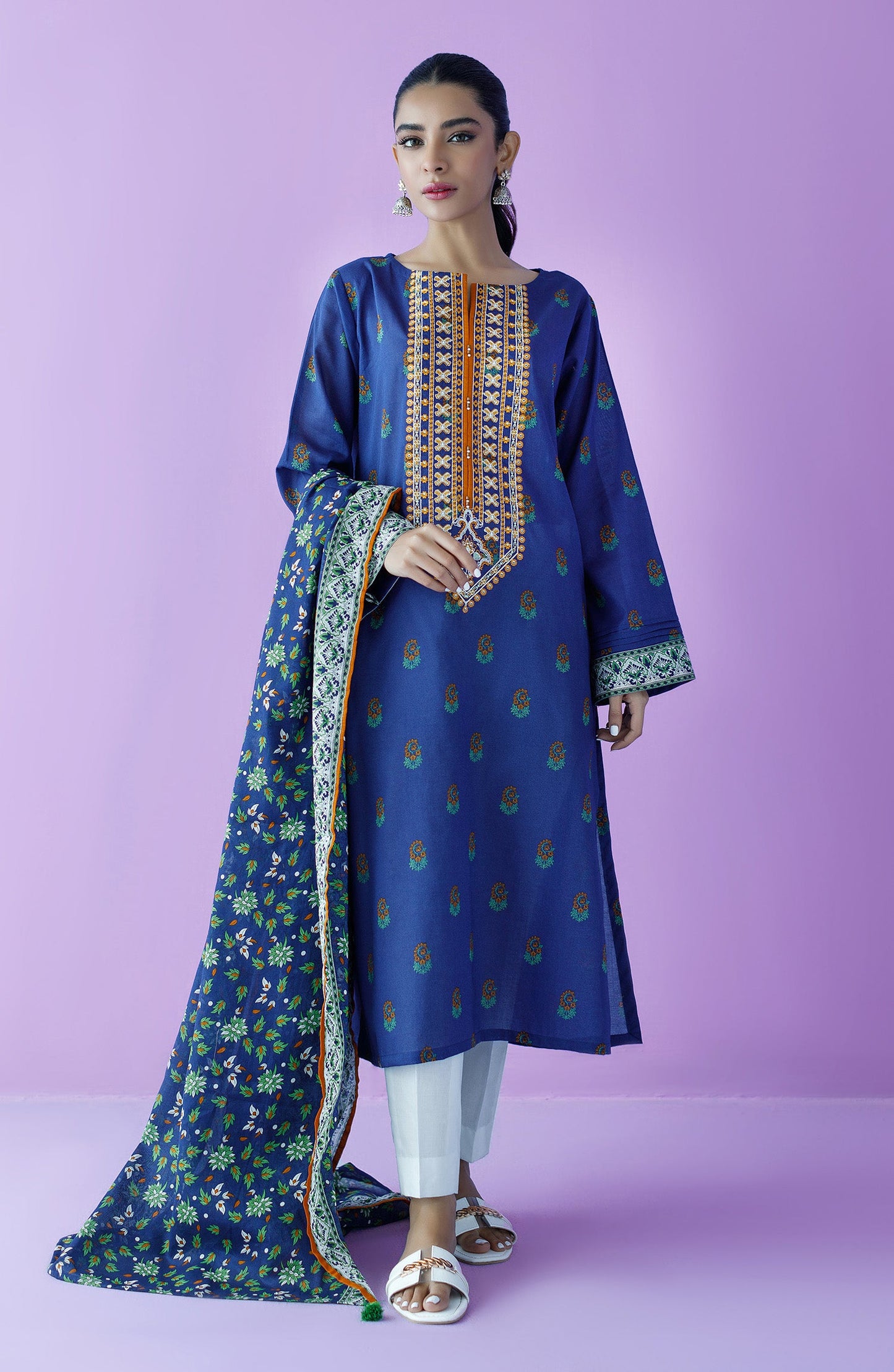 Orient - Stitched 2 Piece Embroidered Lawn Shirt and Lawn Dupatta