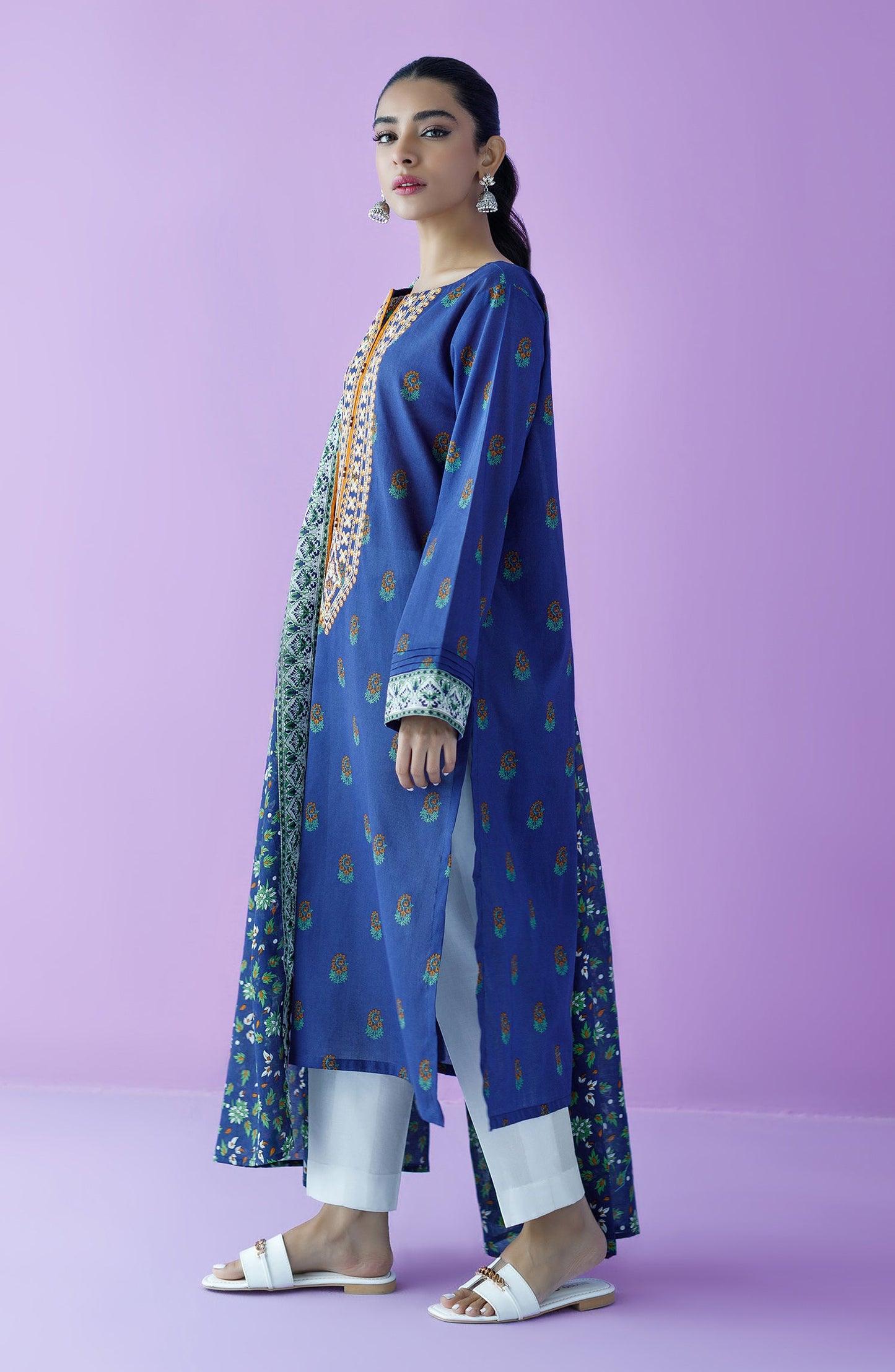 Orient - Unstitched 2 Piece Embroidered Lawn Shirt and Lawn Dupatta