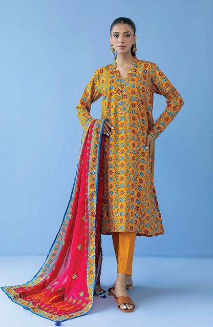 Orient - Unstitched 3 Piece Printed Cambric Shirt , Cambric Pant and Lawn Dupatta