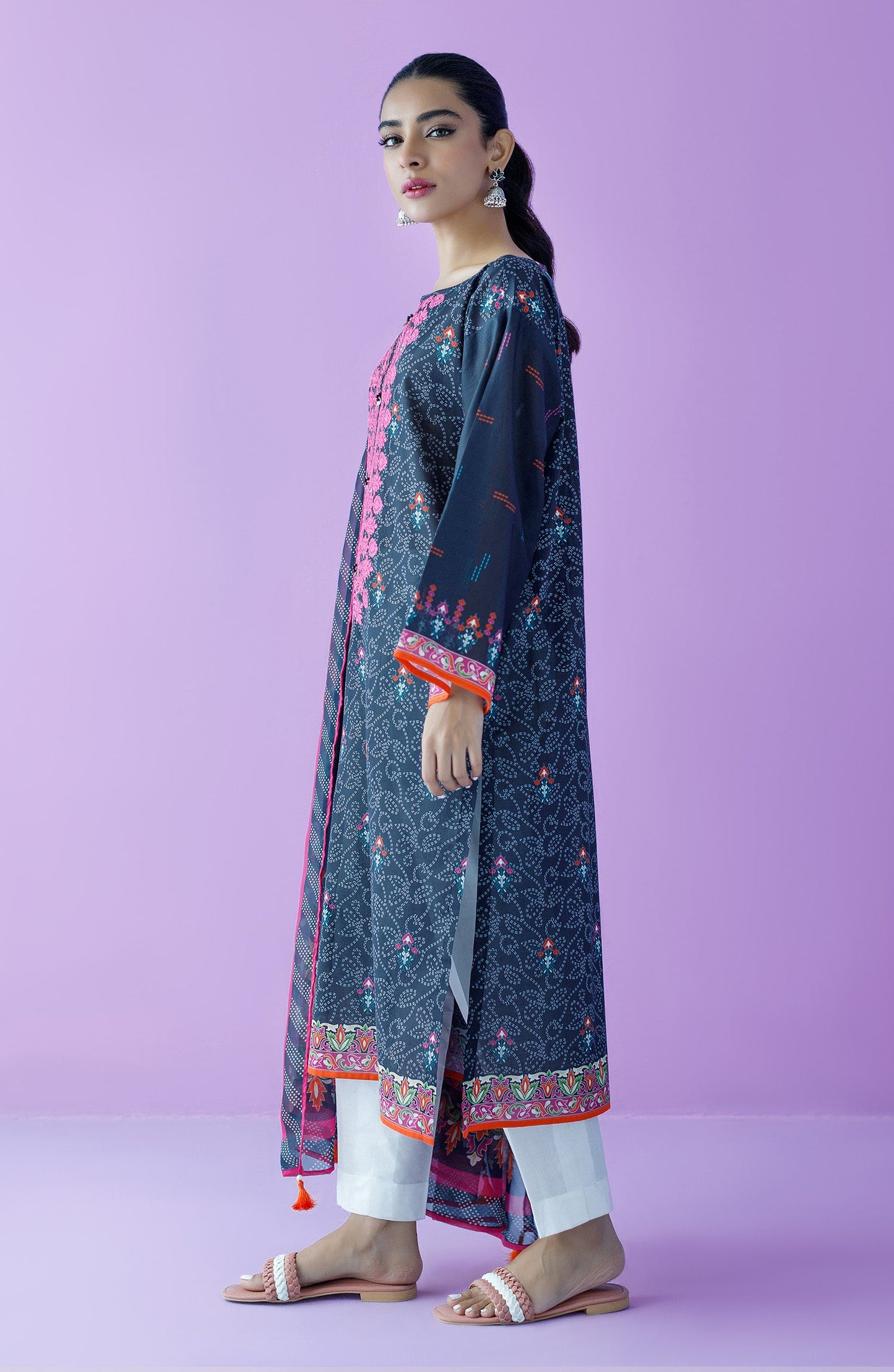 Orient - Unstitched 2 Piece Embroidered Lawn Shirt and Bimber Chiffon Dupatta