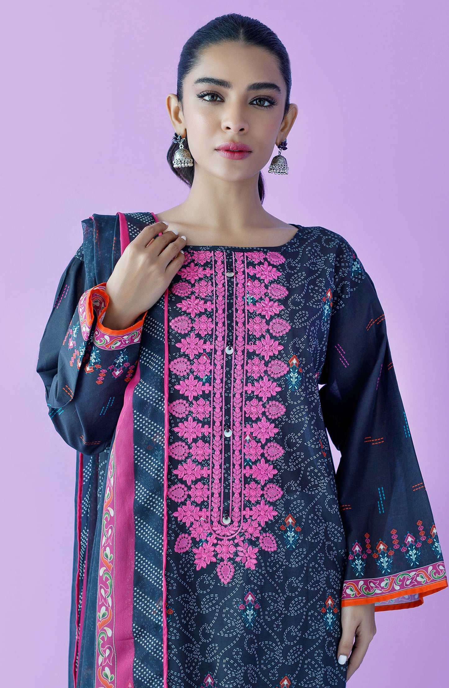 Orient - Unstitched 2 Piece Embroidered Lawn Shirt and Bimber Chiffon Dupatta