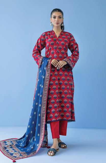 Orient - Unstitched 3 Piece Printed Cambric Shirt , Cambric Pant and Lawn Dupatta