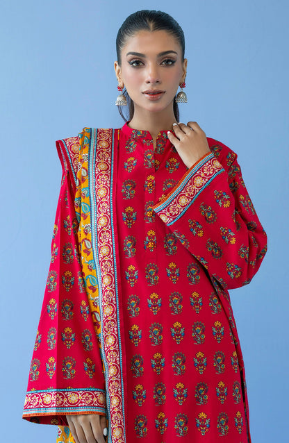 Orient - Unstitched 3 Piece Printed Cambric Shirt , Cambric Pant and Lawn Dupatta